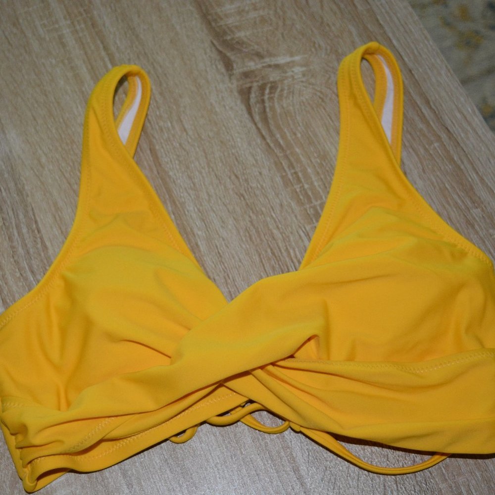 Yellow Twist Front Bikini Top
